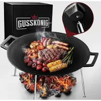 Gusskönig wokpan - gietijzeren wokpan 42 cm - wokpan pfas vrij