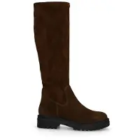 Manfield Donkerbruine hoge stretch laarzen | Maat 39