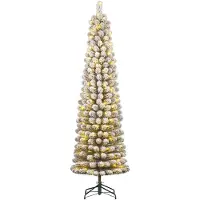 Edelman Kunstkerstboom Charlton pilar groen frosted H215 x dia. 56 cm met 160 LED warm wit Black Box