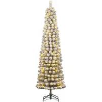 Edelman Kunstkerstboom Charlton pilar groen frosted H185 x dia. 53 cm met 120 LED warm wit Black Box