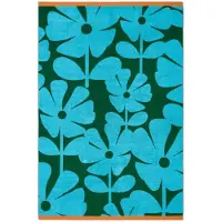 Orla kiely Wildflower Blue Lagoon jacquard badlaken - blauw/groen - 100x150 cm