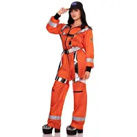 Leg avenue - Cosmic Astronaut ZipUp Jumpsuit Kostuum - M - Oranje