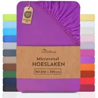 NatureMark Microvezel hoeslaken in vele maten en kleuren, 180x200cm paars