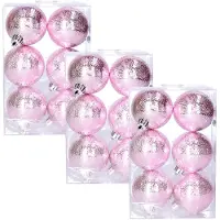 COSY&TRENDY Cosy & Trendy cirkel motief kerstballen - 3x - roze - Dia 6 cm - kunststof - Kerstboomversiering