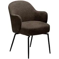 Ebuy24 Bae Dan-Form eetkamerstoel met armleuningen, draaivoet bouclé bruin.