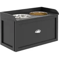 PawHut Huisdier Voeder Roestvrij staal, MDF 60L x 30B x 36H cm Zwart