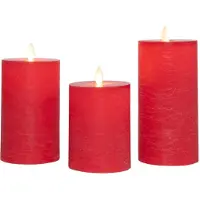Anna's Collection Oplaadbare led kaarsen 7,5 x 10 cm, 12,5 cm, 15 cm | Rood | Bewegende vlam | 3 stuks