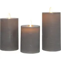 Annas collection Oplaadbare led kaarsen 7,5 x 10 cm, 12,5 cm, 15 cm | Taupe | Bewegende vlam | 3 stuks