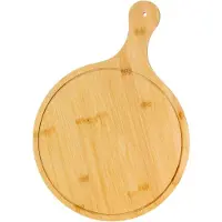 Intirilife Pizzaplank, Snijplank met handvat en gat om op te hangen - Diameter van 31.5 / 28.5 cm - Pizzaschep, Rond, Serveerblad voor Flammkuchen, Kaas, Brood