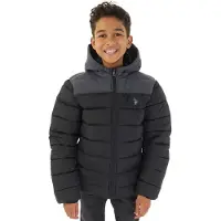 U.S. POLO ASSN. Jongens kleurblok juk puffer jas zwart