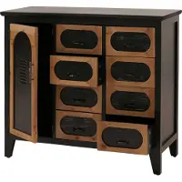 MCW Apothekerskast -O63, kast met lades, opbergruimte, vintage shabby industrial, hout en metaal, 80x91x40 cm ~ behuizing zwart