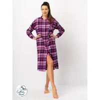 Key Warm Flanellen Dames Nachthemd Roze Blauw LND 490 42 / XL