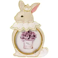 MEA Fotolijstje Konijn met Kroon – Wit/Crème – 7×1×12 cm – Decoratief & Schattig
