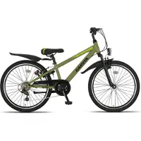 Altec Dakota Mountainbike - Jongensfiets 24 Inch - Kinderfiets voor 8 tot 12 Jaar - 130-145 cm - 7V - V-Brakes - Legergroen