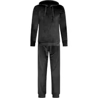 Gaubert Dames Velours Fluweel Huispak Met Capuchon - Loungeset - Joggingpak - Trainingspak - Loungewear Dames - Zwart - Maat M - 2602