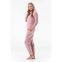 Gaubert Dames Velours Fluweel Huispak Met Capuchon - Loungeset - Joggingpak - Trainingspak - Loungewear Dames - Dusty Roze - Maat XXL - 2602