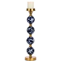 Goodwill Kaarsenhouder Porcelein Blauw-Goud H 49 cm