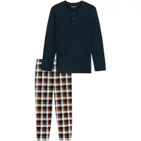 Schiesser Pyjama lang 'Family' nachtblauw / oranje / wit