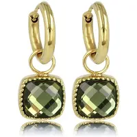 My Bendel – Elegante Gouden Oorringen met Groene Glassteen