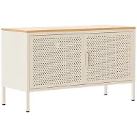 Oviala - Moderne buffetkast met 2 deuren L100 cm van ecru metaal - Punchy