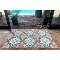 Rozenkelim Deurmat, droogloopmat | Groen | 75cm x 55cm