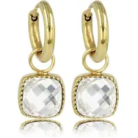 My Bendel – Gouden Oorringen met Vierkante Kristal Glassteen – Stainless Steel – Elegant & Sprankelend