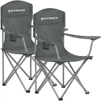 Songmics Klapstoelenset van 2 met comfortabele, robuuste structuur, Leigrijs