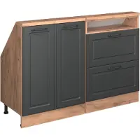 Vicco R-Line Keukenkast voor schuine wand – 120 cm Set van 2 Antraciet Landhuis/Goud Kraft Eik