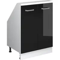 Vicco Keukenkast voor schuine wand R-Line Zwart hoogglans 60 cm met 2 deuren, Model 58049