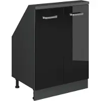 Vicco R-Line Keukenkast voor schuine wand – 60 cm met 2 deuren Hoogglans zwart/antraciet