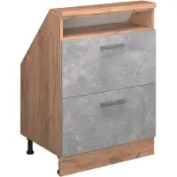Vicco R-Line Keukenkast voor schuine wand – 60 cm met 2 laden Beton/gouden eik