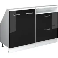 Vicco Keukenkast voor schuine wand R-Line Zwart hoogglans 120 cm Set van 2, Model 58127