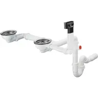 Hansgrohe - Afvoer- en overloopgarnituur voor dubbele spoelbak graniet, chroom 43928000
