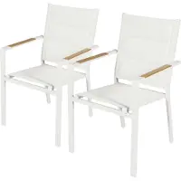 Oviala - Set van 2 tuinstoelen in aluminium en wit textileen - Ciotat