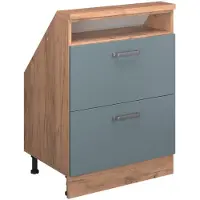 Vicco R-Line Keukenkast voor schuine wand – 60 cm met 2 laden Blauw-grijs/gouden eik