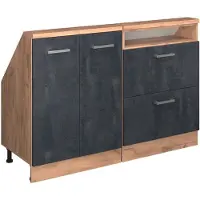 Vicco R-Line Keukenkast voor schuine wand – 120 cm Set van 2 Zwart beton/goud eiken