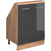 Vicco Keukenkast voor schuine wand R-Line Antraciet Hoogglans 60 cm met 2 deuren, Model 58261
