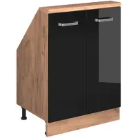 Vicco R-Line Keukenkast voor schuine wand – 60 cm met 2 deuren Eiken hoogglans zwart/goud
