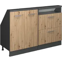 Vicco Keukenkast voor schuine wand R-Line Artisanaal eiken 120 cm Set van 2, Model 58094