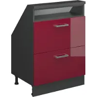 Vicco R-Line Keukenkast voor schuine wand – 60 cm met 2 laden Rood hoogglans/antraciet