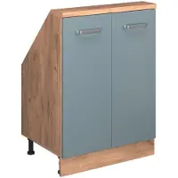 Vicco R-Line Keukenkast voor schuine wand – 60 cm met 2 deuren Blauw-grijs/gouden eik