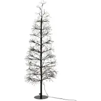J-Line decoratie Boom - warm witte lichten - ijzer - zwart - medium - LED lichtjes