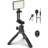 Digipower Professionele Video/ Vlog kit "The Instructor" DP-VLX100 - Smartphone/ Camera - 112 LED Light met filter - Tie clip microfoon - Tripod statief - Bluetooth remote control
