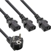 InLine Y-Power Cable Version 3 - Répartiteur d'alimentation - power CEE 7/7 (M) incliné pour power IEC 60320 C13 - 5 m - incliné - noir