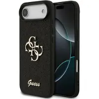GUESS 4G Metal Logo Glitter Backcover voor de Apple iPhone Air - Zwart