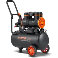 Vevor Stille Luchtcompressor 2800 RPM Fluistercompressor 70 dB Olievrije Compressor met 2 Wielen 24L Tank 6-8 Bar 1450W (2HP) 3,5 MPa Autoreparaties Spuitlakken Houtbewerking