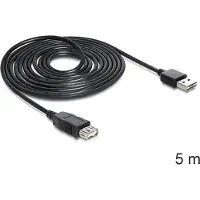 DeLOCK Easy-USB-A naar USB-A verlengkabel - USB2.0 - tot 2A / zwart - 5 meter