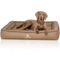 Knuffelwuff orthopedisch hondenbed van met laser doorstikt kunstleer Montego 155 x 125cm camel