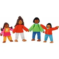 Goki Buigpopje: MODERNE FAMILIE II H9-11cm, S E T van 4 stuks, hout en katoen, 3+