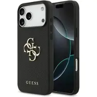 GUESS Big 4G Logo Backcover Grained voor de Apple iPhone 17 Pro - Zwart